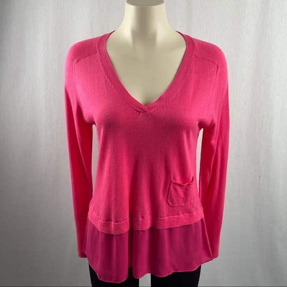 Hoss Introqia Pink V-Neck Sweater With Attached Underskirt S - Picture 1 of 7